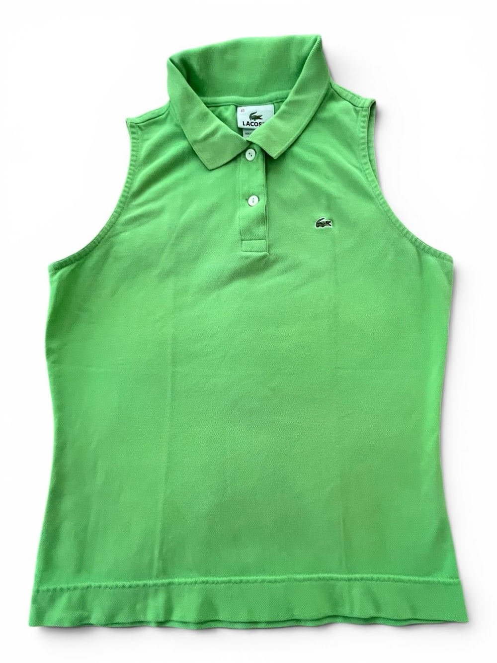Lacoste Sleeveless Polo Tank Top in Bright Green Golf Tennis France Designer